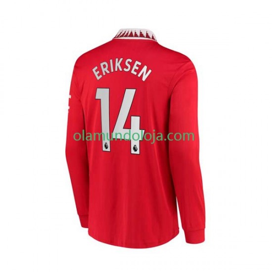 Camisola Manchester United Christian Eriksen 14 Homem Equipamento Primeiro 2022-2023 Manga Comprida
